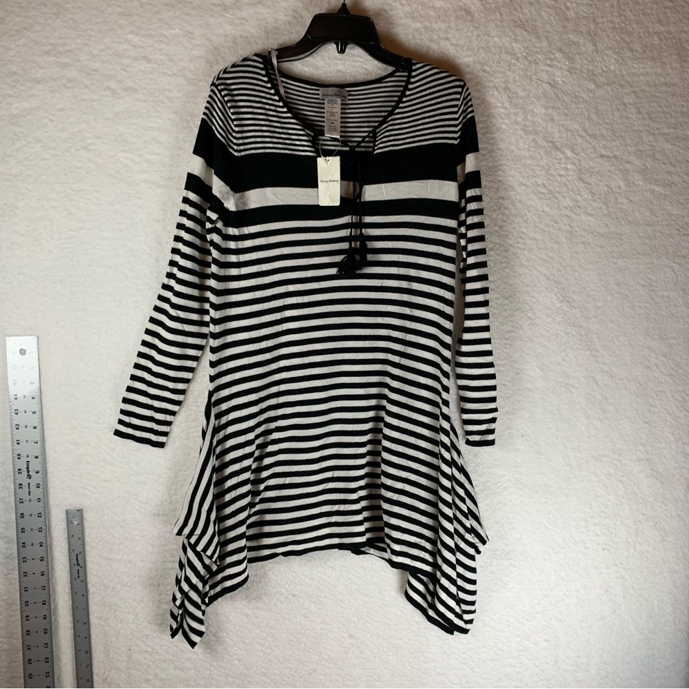 Tommy Bahama Women's Striped Beach Sweater Tunic Black White XS Tall NWT 5462